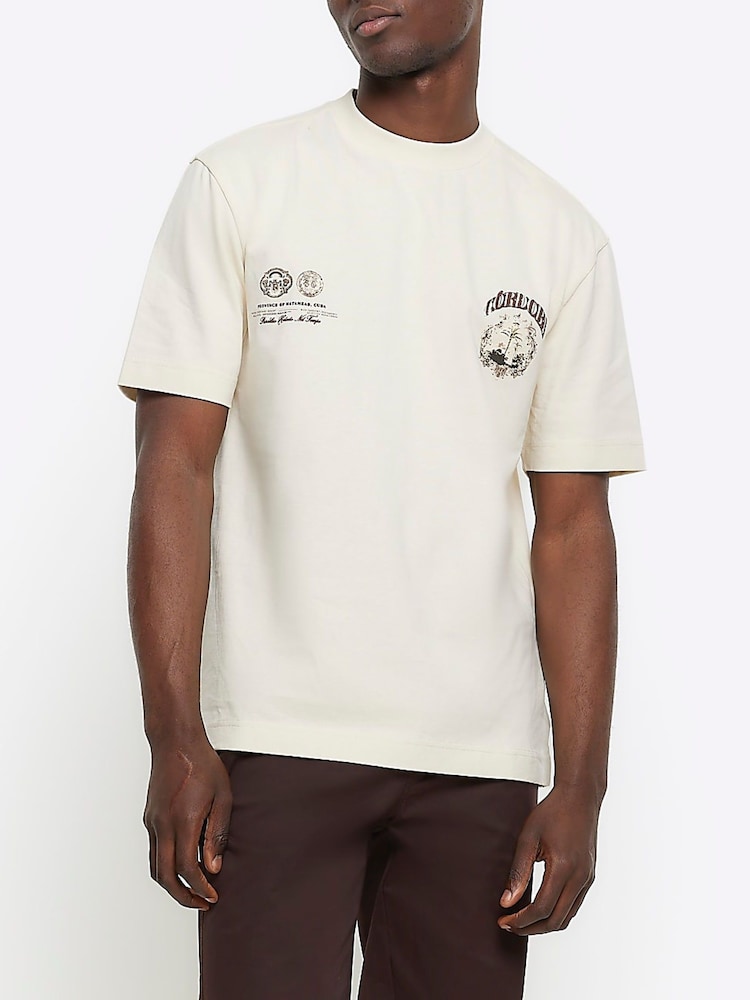 River Island Cream Regular Fit Ecru Cordoba T-Shirt - Image 2 of 6