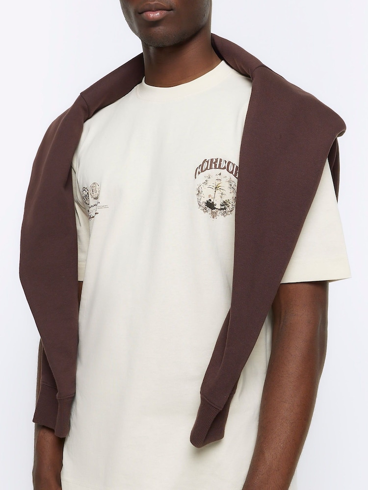 River Island Cream Regular Fit Ecru Cordoba T-Shirt - Image 4 of 6