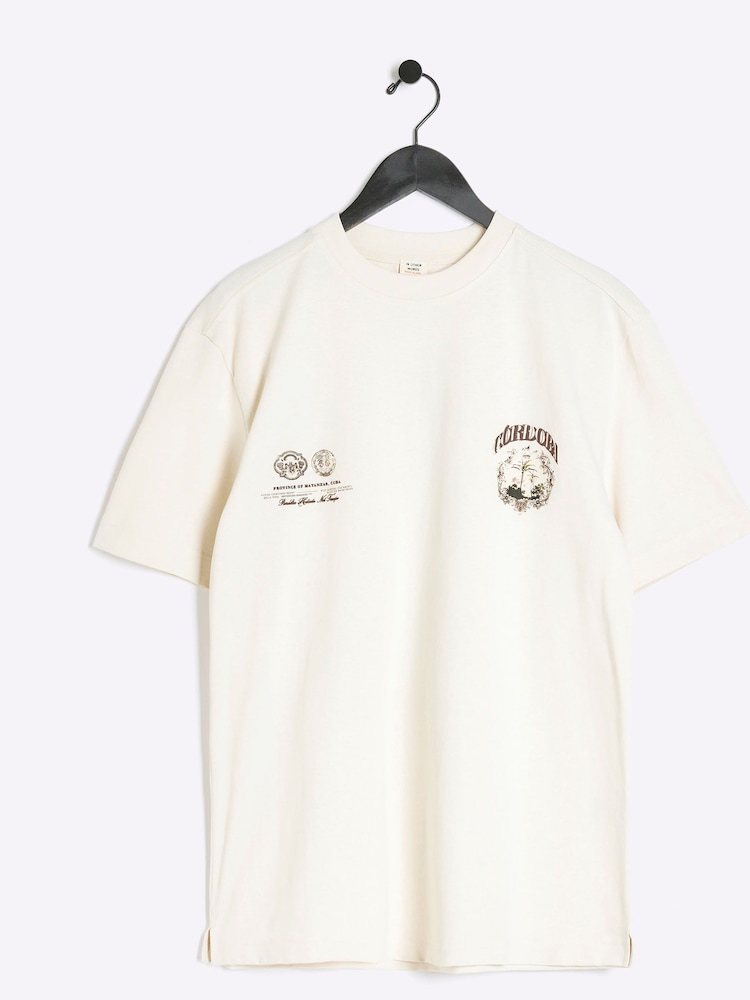 River Island Cream Regular Fit Ecru Cordoba T-Shirt - Image 5 of 6