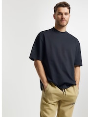 River Island Black Oversized 100% Cotton Studio T-Shirt - Image 1 of 3