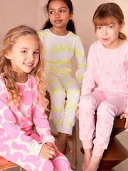 Fluro rožnata/rumena - Stampy 100% bombaž mehek in prijeten na dotik pižama 3 Pack (9mesecev-16yrs) - Slika 1 iz 8