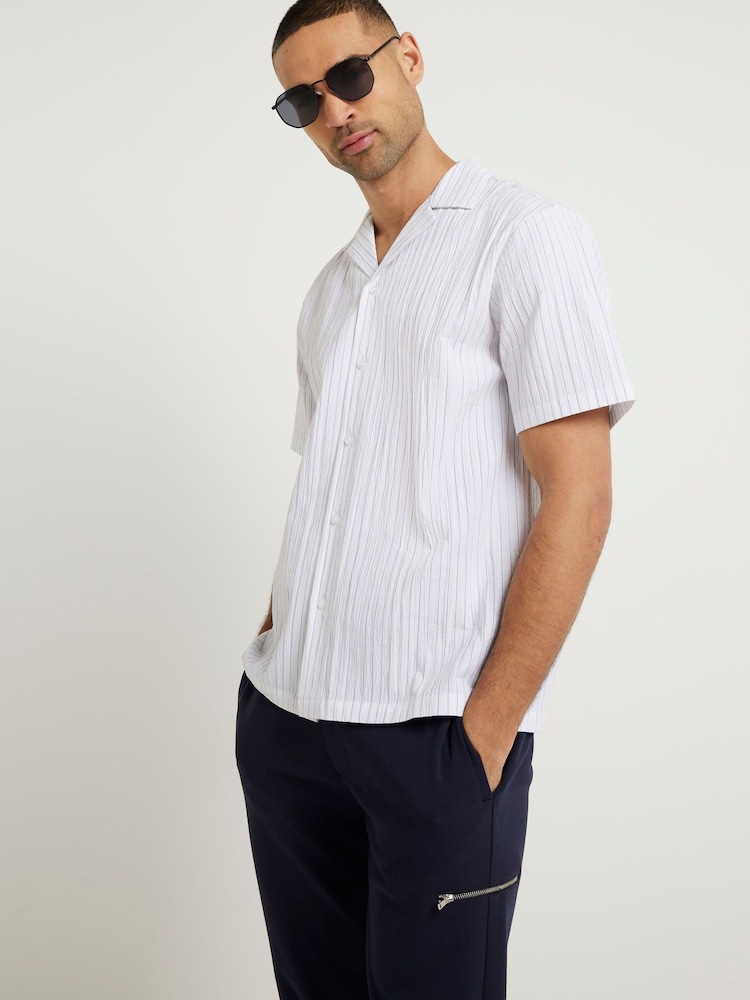 River Island White Slim Fit Formal Seersucker Shirt - Image 1 of 3