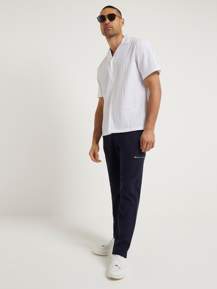 River Island White Slim Fit Formal Seersucker Shirt - Image 3 of 3