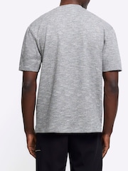 River Island Grey Regular Fit 100% Cotton Slub Blocked T-Shirt - Image 2 of 4