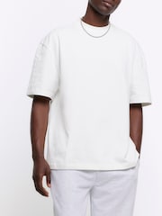River Island White Oversized 100% Cotton Studio T-Shirt - Image 1 of 4