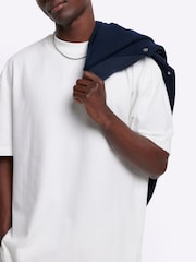 River Island White Oversized 100% Cotton Studio T-Shirt - Image 3 of 4