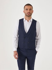 Skopes Blue Harcourt Double Breasted Slim Fit Suit Waistcoat - Image 1 of 5