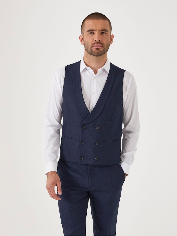 Skopes Blue Harcourt Double Breasted Slim Fit Suit Waistcoat - Image 1 of 5