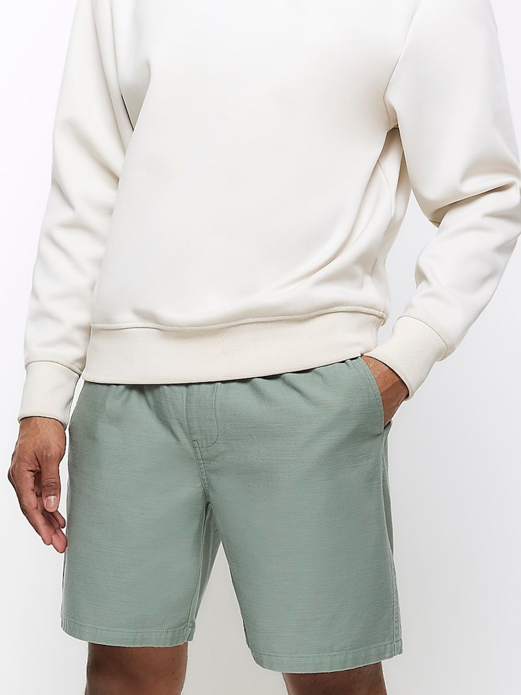 River Island Green Elasticated 100% Cotton Pull-On Shorts - Image 1 of 2 River Island Green Elasticated 100% Cotton Pull-On Shorts - Image 1 of 2