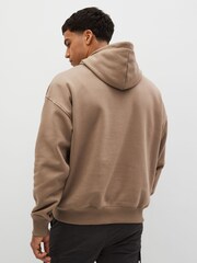 Stone Natural Oversized Jersey Cotton Rich Overhead Hoodie - Image 2 of 7