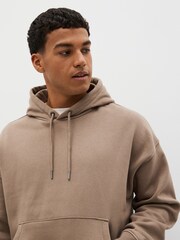 Stone Natural Oversized Jersey Cotton Rich Overhead Hoodie - Image 3 of 7