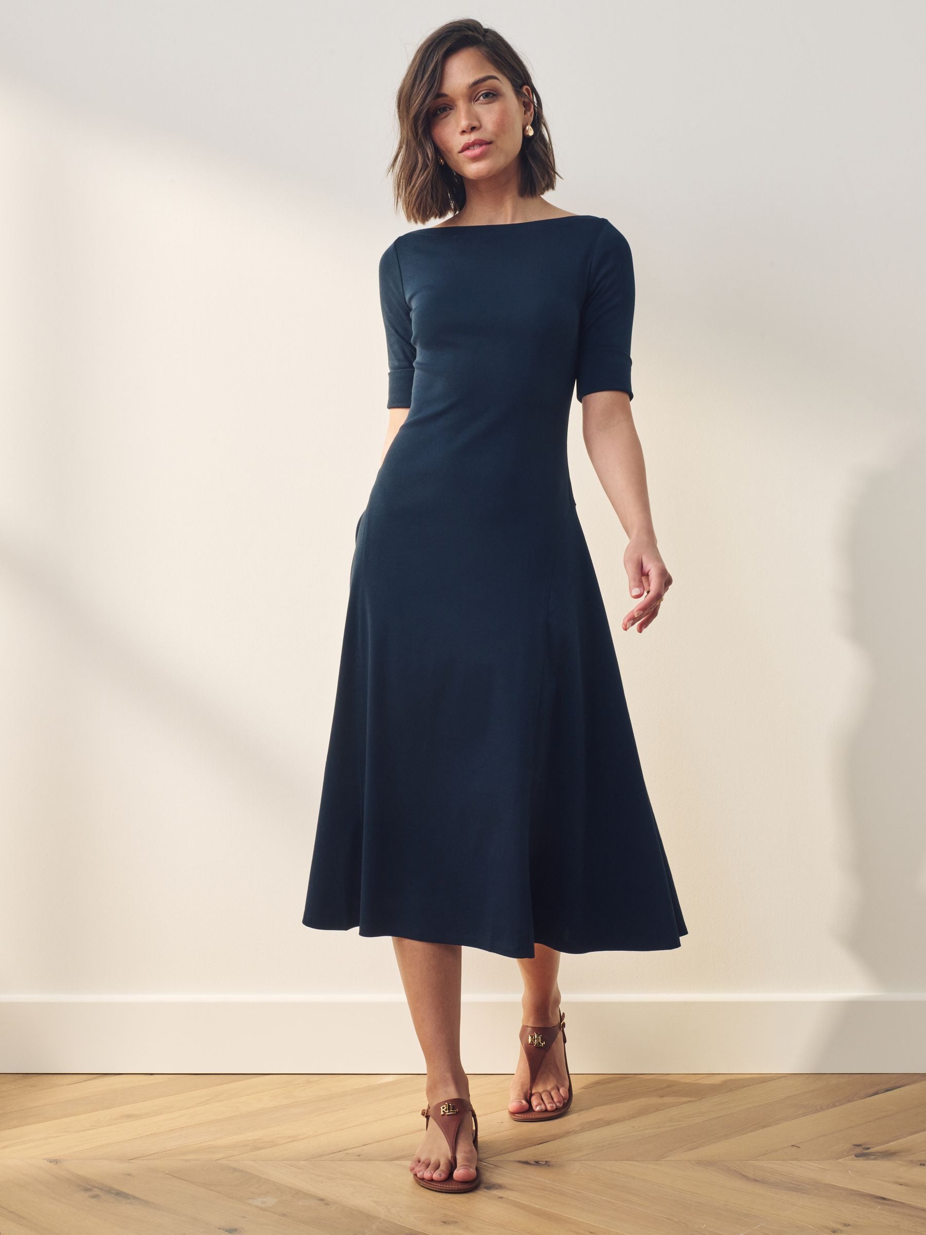Buy Lauren Ralph Lauren Navy Munzie Midi Dress from Next Luxembourg