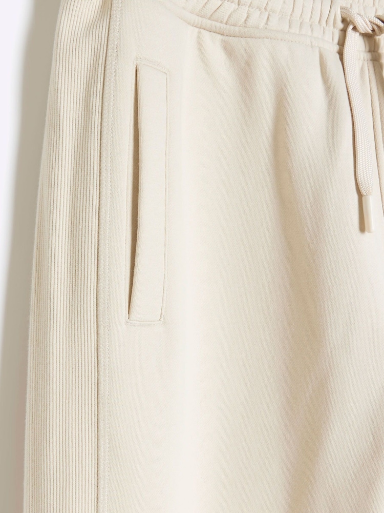 River Island Cream Ecru Rib Panel 100% Cotton Joggers - Image 4 of 4