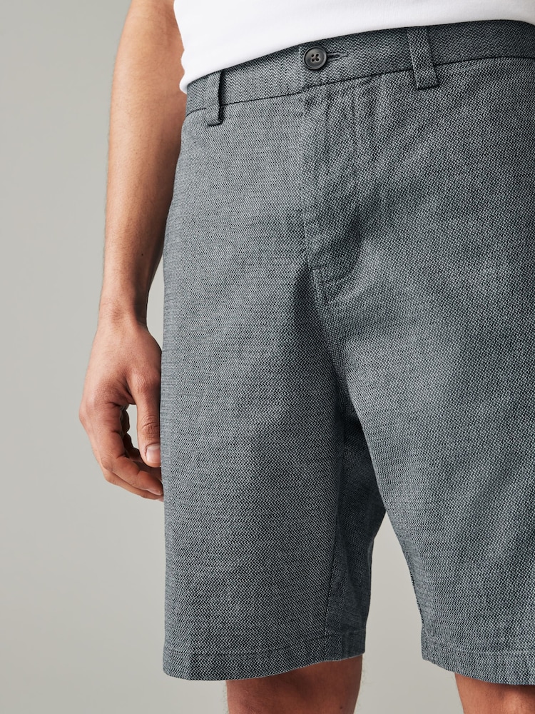 Navy Texture Straight Fit Stretch Chinos Shorts - Image 1 of 9
