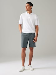 Navy Texture Straight Fit Stretch Chinos Shorts - Image 2 of 9