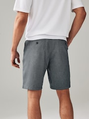 Navy Texture Straight Fit Stretch Chinos Shorts - Image 3 of 9