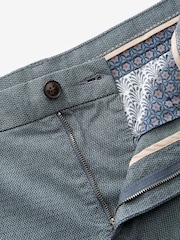 Navy Texture Straight Fit Stretch Chinos Shorts - Image 9 of 9