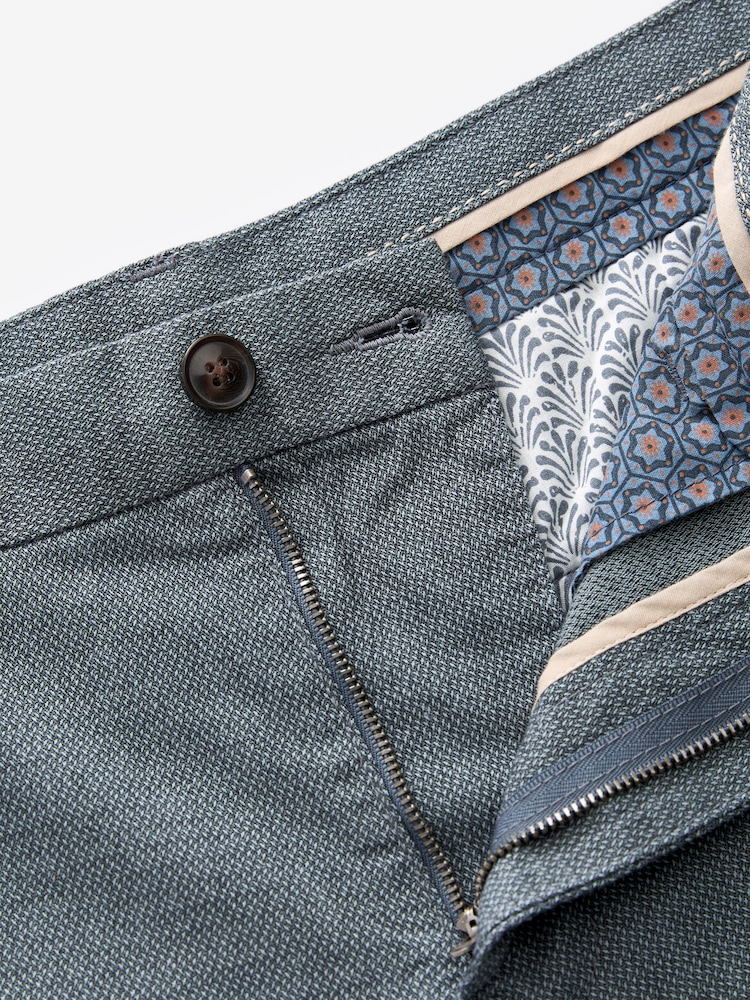 Navy Texture Straight Fit Stretch Chinos Shorts - Image 9 of 9