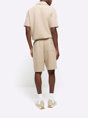 River Island Natural Regualr Fit Elasticated Quilted 100% Cotton Shorts - Image 2 of 4