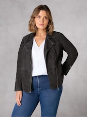 Live Unlimited Charcoal Grey Curve Suede Jacket - Image 5 of 7