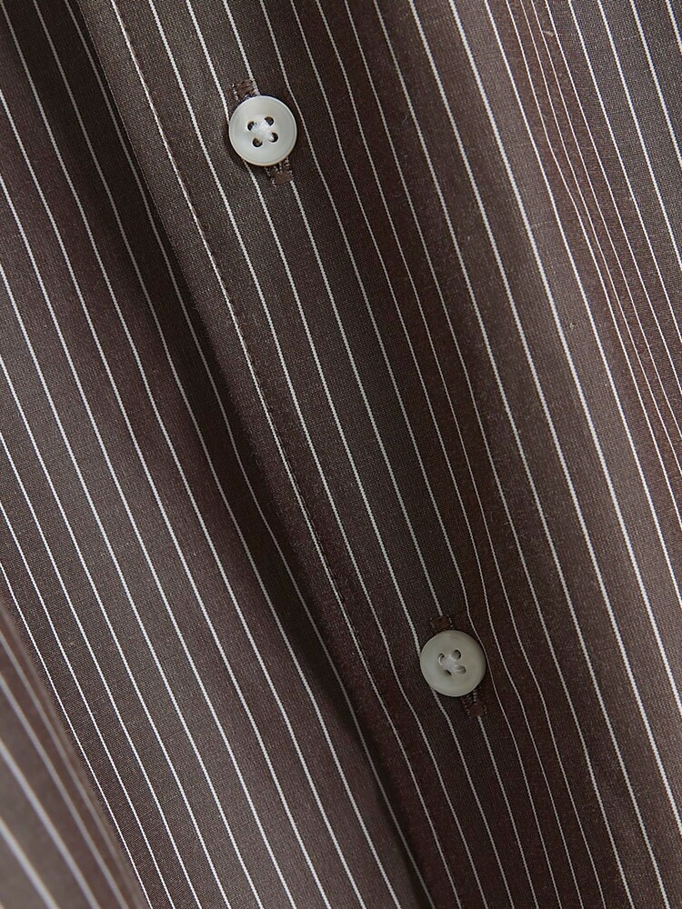 River Island Brown Stripe Poplin Shirt - Image 6 of 6