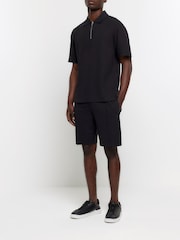 River Island Black Regular Fit Smart Texture 100% Cotton Shorts - Image 3 of 4