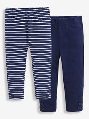 JoJo Maman Bébé Navy 2-Pack Girls' Essential Leggings - Image 1 of 5