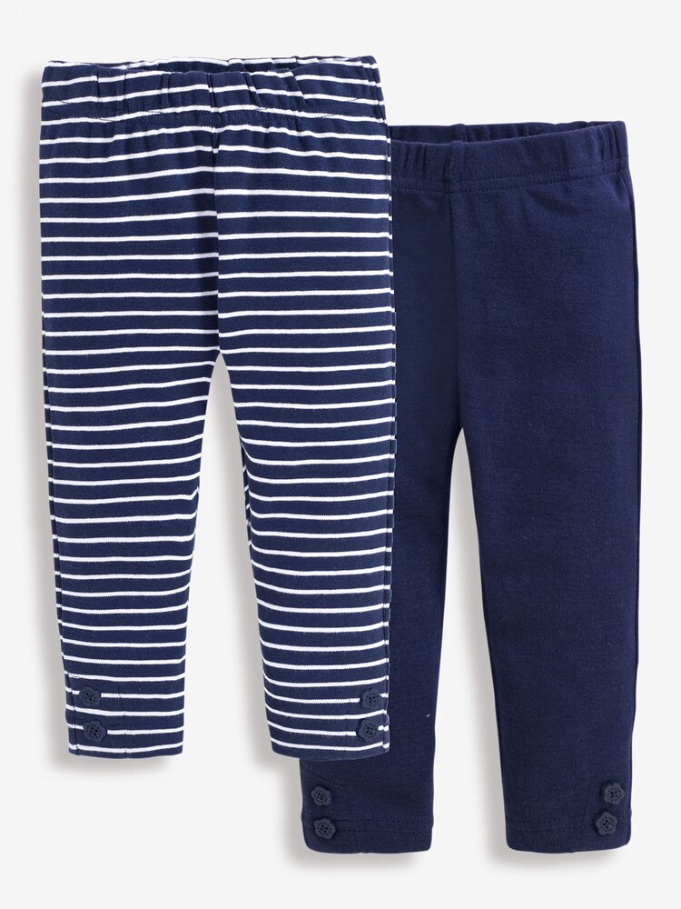 JoJo Maman Bébé Navy 2-Pack Girls' Essential Leggings - Image 1 of 5