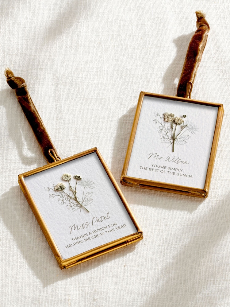 Personalised Thank You Teacher Pressed Flower Mini Frame by Posh Totty Designs - Image 1 of 3 Personalised Thank You Teacher Pressed Flower Mini Frame by Posh Totty Designs - Image 1 of 3