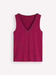 Boden Red Flora Lace Trim Supersoft Vest - Image 1 of 1