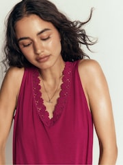 Boden Red Flora Lace Trim Supersoft Vest - Image 2 of 5