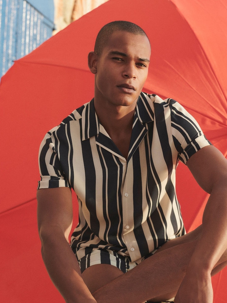 River Island Blue Beach Stripe Shirt - Image 1 of 5