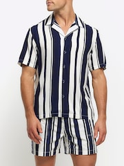 River Island Blue Beach Stripe Shirt - Image 2 of 5