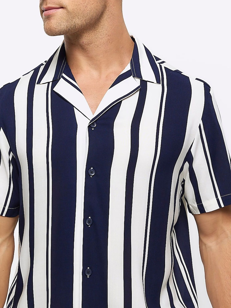 River Island Blue Beach Stripe Shirt - Image 5 of 5