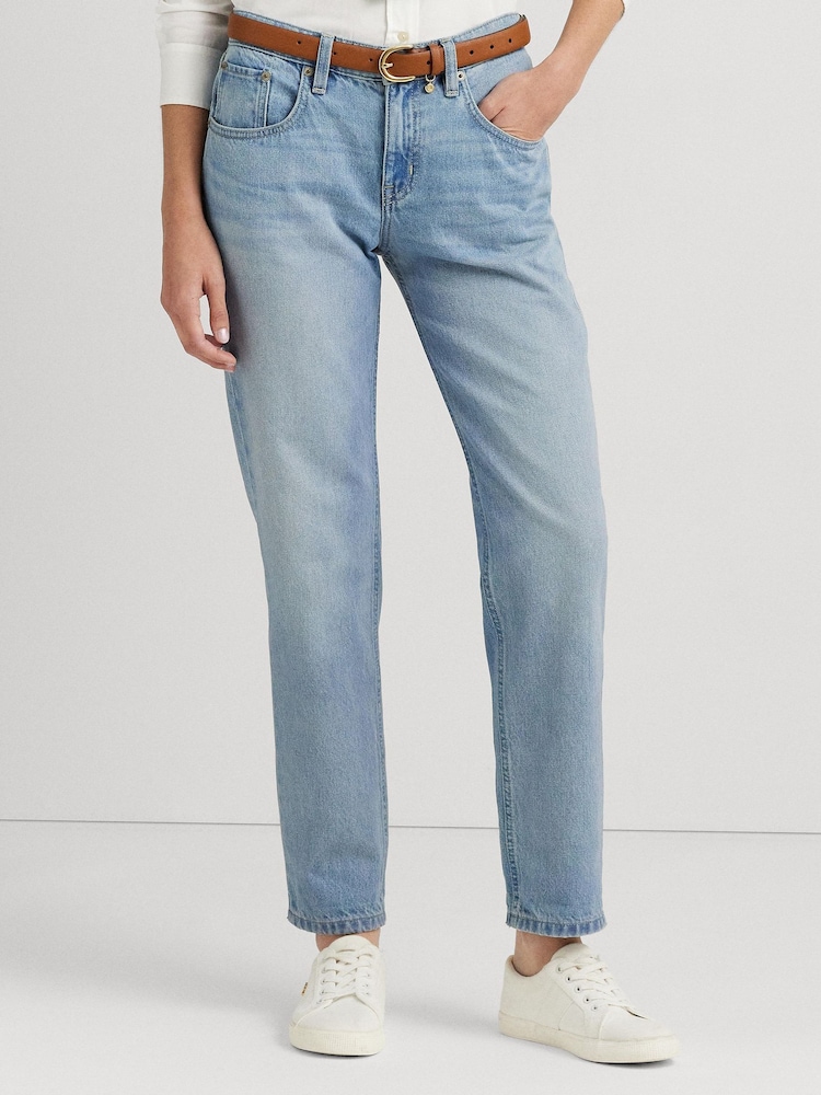 Lauren Ralph Lauren Light Blue Relaxed Tapered Ankle Jeans - Image 1 of 9