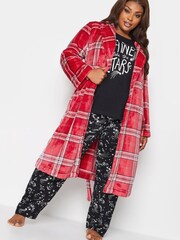 Yours Curve Red Check Shawl Collar Robe - Image 2 of 4