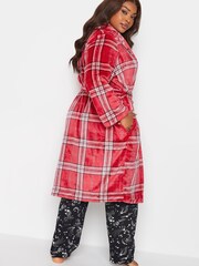 Yours Curve Red Check Shawl Collar Robe - Image 4 of 4