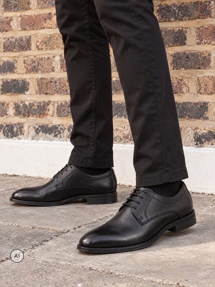黑色 - Novo Niall Derby Lace Up Smart Shoes - 圖片 1，共 6