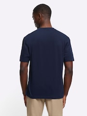 River Island Stone/White/Navy 3 Pack Regular Fit 100% Cotton T-Shirts - Image 3 of 4