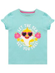 Character Blue/Pink Baby Shark 100% Cotton T-Shirt and Leggings Set - Image 2 of 3