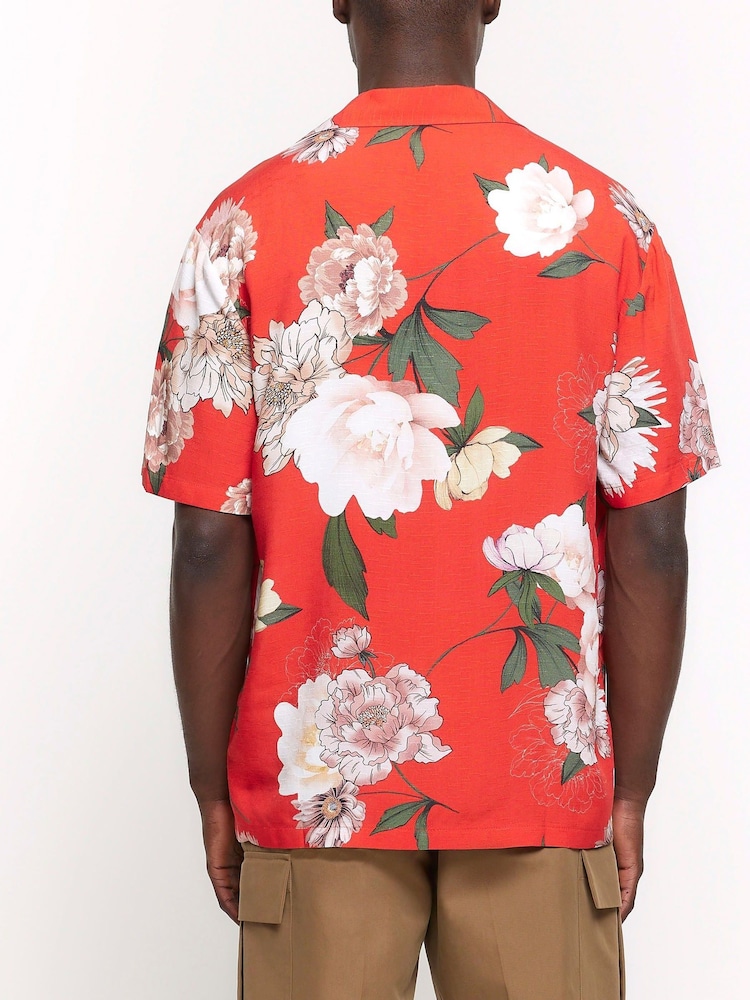 River Island Red Floral Botanical Shirt - Image 2 of 5