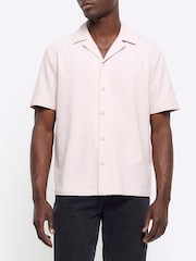 River Island Pink Short Sleeve Seersucker Revere Shirt - Image 1 of 4