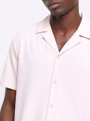 River Island Pink Short Sleeve Seersucker Revere Shirt - Image 4 of 4