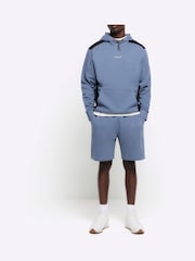 River Island Blue Elasticated Blocked 100% Cotton Shorts - Image 2 of 3