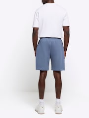 River Island Blue Elasticated Blocked 100% Cotton Shorts - Image 3 of 3