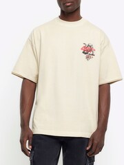 River Island Natural Oversized Snake Skull T-Shirt - Image 4 of 4