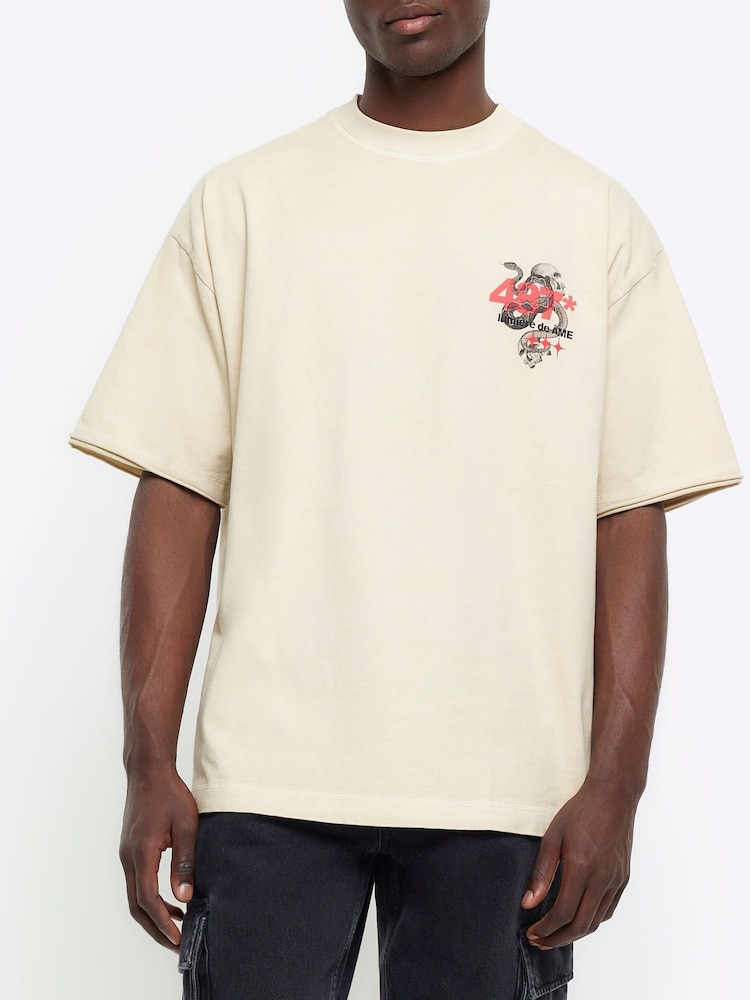 River Island Natural Oversized Snake Skull T-Shirt - Image 4 of 4 River Island Natural Oversized Snake Skull T-Shirt - Image 4 of 4