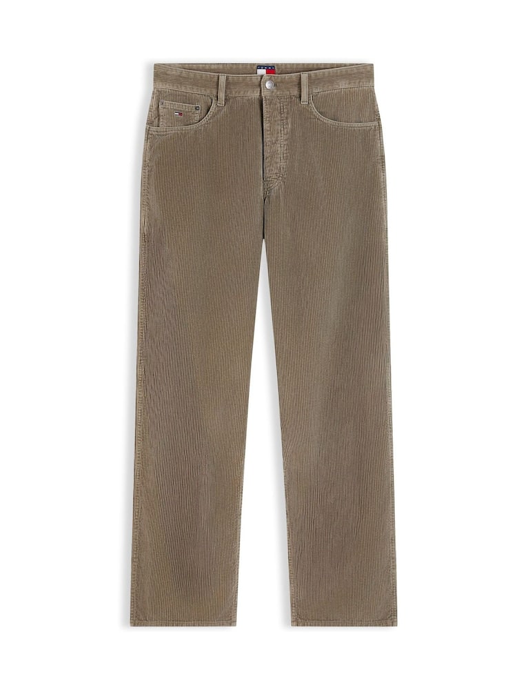 Tommy Jeans Green Jaimie Straight Five-Pocket Corduroy Trousers - Image 5 of 5