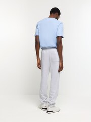 River Island Grey Rib Panel Elasticated 100% Cotton Joggers - Image 2 of 4