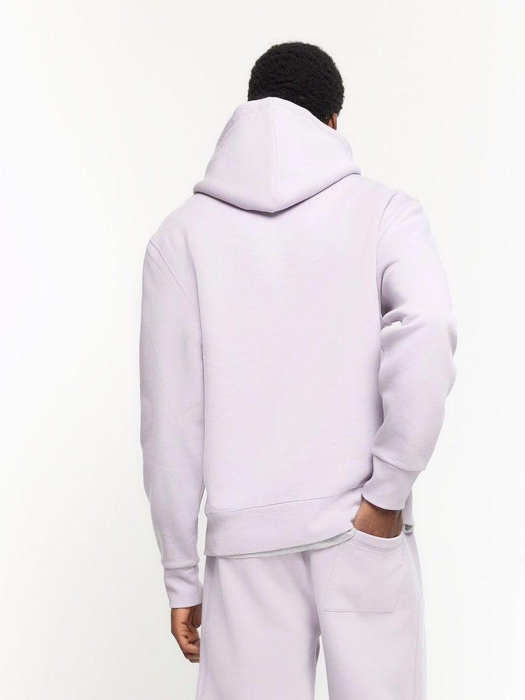 River Island Purple Regular Fit 100% Cotton Long Sleeve Hoodie - Image 2 of 4 River Island Purple Regular Fit 100% Cotton Long Sleeve Hoodie - Image 2 of 4